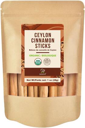 Soeos 810049186876 Ceylon Cinnamon Sticks Organic 1 Ounce Pack Of