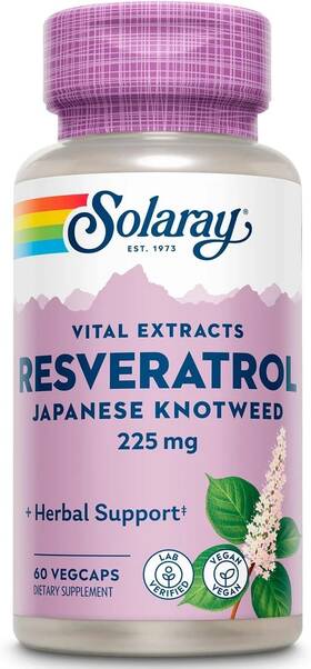 Solaray 076280489477 Resveratrol 225mg 60 Vegcaps