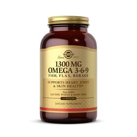 E2028 Solgar 1300 Mg Omega 3-6-9 120 Softgels - Fish Oil Supplement Support For Joint