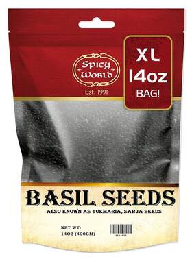 Spicy World 692991809863 Basil Seeds 14 Ounce Bag - Tukmaria Sabja Pack Of 1