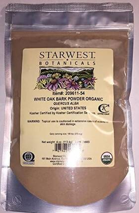 Starwest Botanicals 313031228290 White Oak Bark Powder Organic Quercus Alba 4 Oz Origin Fro