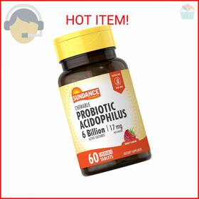 Sundance 840093102898 Probiotic Aciophilus 17mg 6 Billion Active Cultures 60 Chewable Tab