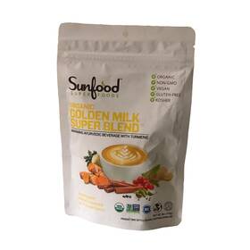 Sunfood 803813101168 Organic Golden Milk Super Blend Powered By 5 Superfoods 6 Oz