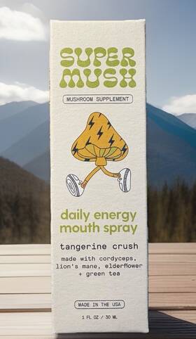 Super Mush 860007644405 Daily Energy Mouth Spray 1 Oz Tangerine Crush 52 Servings Nib