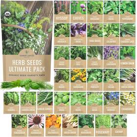 Sweet Yards 686603759448 Organic Herb Seeds Variety Pack - 35 Varieties Ultimate Green