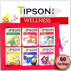 Tipson 818005022664 Assorted Green Tea And Herbal Infusions Wellness