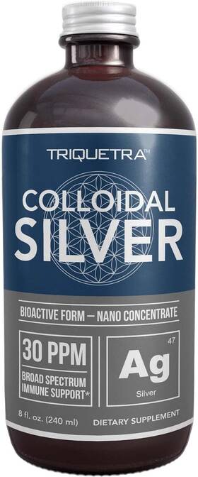 Triquetra Health 711181101096 Bioactive Colloidal Silver - 8 Oz Glass Bottle Vegan Safe Doses With Highest