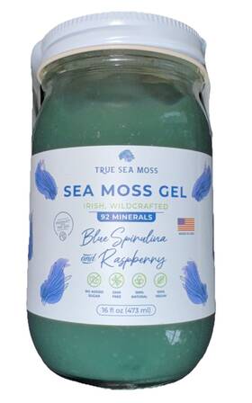 Tss23581 True Sea Moss Gel Blue Spirulina And Raspberry 16 Fl Oz 473 Ml - New Sealed