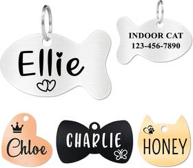 Pt21s Ultra Joys Cat Id Tag Personalized Pet Tags Durable Small .fish-silver