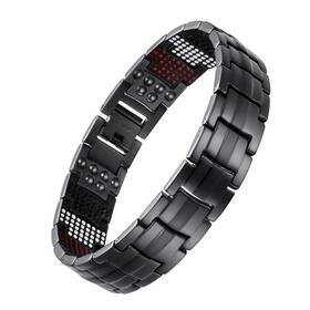 Fetegt6631 Uswel Titanium Bracelet For Men Black Pvd Coating 591pcs Minerals Magnetic