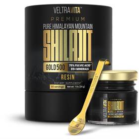 Veltravita 198715951523 100% Pure Himalayan Shilajit Resin Gold 500 Organic High Potency 75% Fulvi