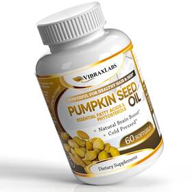 Vibraxlabs 023165017355 Pumpkin Seed Oil - 100% Cold Pressed Pure 1000mg Extraction Best For Hair Grow