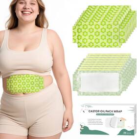 Viowey 313048666641 30 Pcs Plus Size Self-adhesive Castor Oil Pack Wraps 11.8 X 6.3in