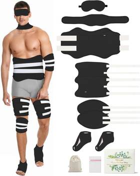 Viowey 744110638332 11 Pcs Castor Oil Pack Wrap For Men Black Wraps Entire Body Plus