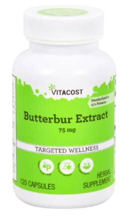Vitacost 844197010073 Butterbur Extract - Standardized 75 Mg 120 Capsules Exp. 12/24