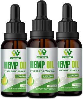 Wa626 Wachray Hemp Oil Drops 3 Pack High Potency - For Focus Calm Mood Maximum Strength