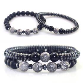 Wefrin 780854672034 Black Obsidian With Hematite Bracelet For Men Women Energy Healthy Jewelry Sl