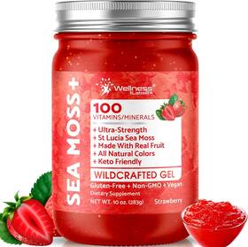 Wellness Labsrx 313033259216 Sea Moss Gel - Wildcrafted Seamoss Superfood Strawberry Flavor Irish M