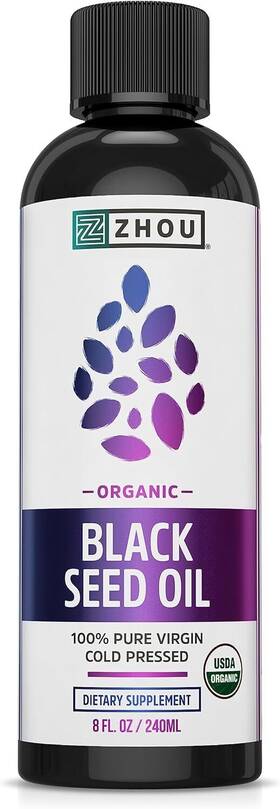 4336228905 Zhou Organic Black Seed Oil 100% Virgin Cold Pressed Omega 3 6 9 Super