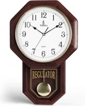 Pendulum Wall Clock - Real Wood Regulator Schoolhouse Design Quiet, No. Fixed Price $141.87.