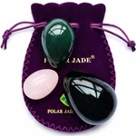 Polar 3PCS Egg Set Of Sizes Made Gemstones Nephrite Jade, Rose Qu.... Fixed Price $210.75.