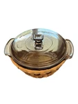 Anchor Ovenware Casserole Dish Brown Amber Glass 1.5 Qt With Lid Round Usa 1037. Fixed Price $24.88.