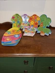 15 Aloha Hawaiian Shirt Plates, 8 Palm Tree & Surf Board Tray. Fixed Price $18.00.
