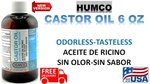 Humco Castor Oil 6 Oz 100% Pure Cold Pressed Odorless Tasteless Hair Skin 09/25. Fixed Price $14.95.