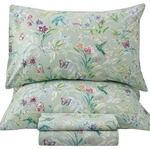 Green Floral Queen Size Sheet Sets - Flower Bird Butterfly Print Botani.... Fixed Price $149.83.