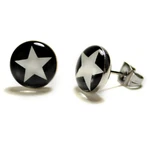 Stainless Steel Post Earrings Star White Black Hipster Pair Icon Stud New. Fixed Price $6.95.