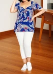 Avenue Womens Paisley Print Knot Front Cap Sleeve Top Blue Ease Size 26W/28W Nwt. Fixed Price $15.99.