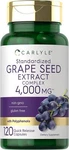 Grape Seed Extract 4,000 Mg Max Strength Antioxidant Immune Support, 120 Caps. Fixed Price $14.99.