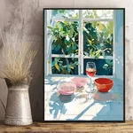 Classic Pink Wine Scene With Bowls Glasses Wall Art Poster Choose Your Size. Fixed Price $15.22.