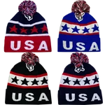 Usa America Pompom Plush Lining Beanie Knitted Warm Ski Winter Hat Lot. Fixed Price $59.99.