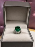 4.90 Ct Cushion Cut Natural Emerald & Diamond Wedding Gift Ring 14K White Gold. Fixed Price $346.50.