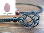 Rose Quartz Egg Stone & Hemp Crystal Holder Adjustable Interchangeable Necklace. Fixed Price $20.01.