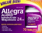 Pack Of Allegra Adult 24-HOUR Allergy Relief Tablets 180MG 70 Ct Expires 4/26. Fixed Price $12.99.