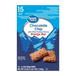 Great Value Energy Bar, Chocolate Chip, 2.4 Oz, 15 Count. Fixed Price $20.31.
