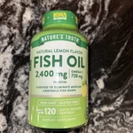 Natures Truth Fish Oil 2,400 Mg Natural Lemon Flavor OMEGA-3 120 Soft Gels. Fixed Price $12.50.