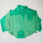 Pol Women Green Lace Crochet Button Front Blouse Top Size Boho. Fixed Price $23.99.