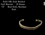 Solid 10K Gold Braided Cuff Bracelet Grams 7.5 Real. Fixed Price $900.00.