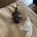 10 Ml Black Enamel Coated Floral Art Decor Perfume/oil Bottle W/dropper. Fixed Price $22.00.