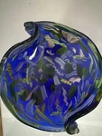 Mcm Murano Fratelli Toso Art Glass Bowl / Ashtray, Blue Swirl With Curled Ends. Fixed Price $88.00.