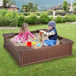 Costway Kids Outdoor Sandbox Large Hdpe Children Sandpit With Oxford Cover Brown. Fixed Price $109.99.
