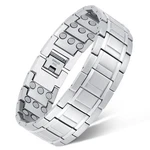 Pulsera Magnetica De Titanio Con Tres Filas Imanes Color Gris Lujo. Fixed Price $48.64.