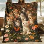 Cute Cat Print Flannel Blanket Soft Gift Girl Nap All-season Washable Camping Us. Fixed Price $29.99.