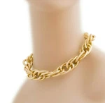 Chunky 14K Gold Plated Avant Garde Necklace. Double Loop Links. Adjustable. Fixed Price $9.99.