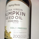 Piping Rock Extra Virgin Pumpkin Seed Oil Cold Pressed 3000MG 200 Softgels. Fixed Price $30.00.