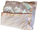 M3 Wow! Crib Clouds Colorado Pink Plush Minky Dot Velour Satin Baby Blanket. Fixed Price $50.00.