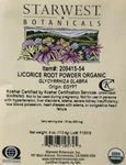 Starwest Organic Licorice Root Powder 4 Oz. Kosher Certified. Fixed Price $14.99.